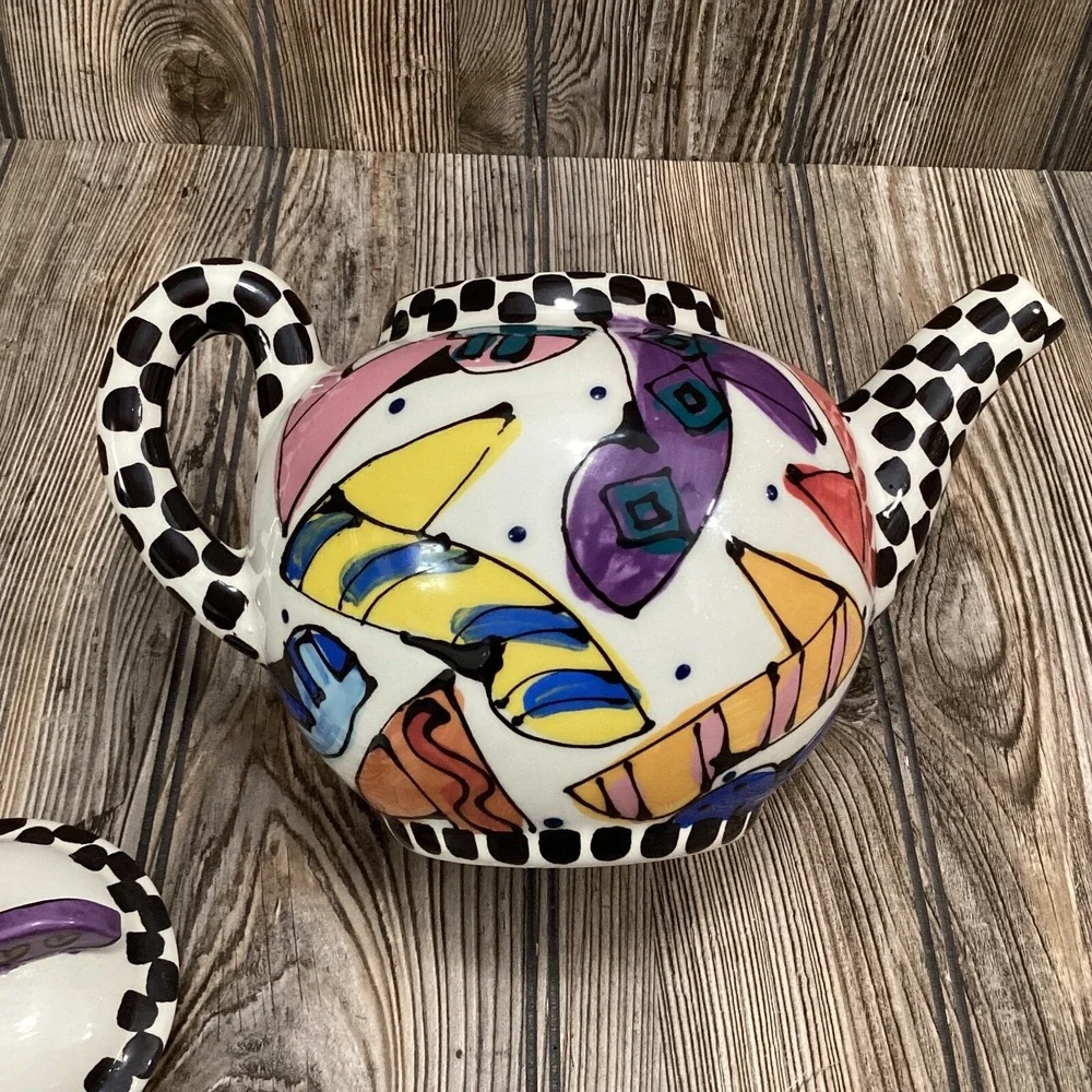 Modern Pop Art Robin Sterling Painted High Heel Ceramic Shoe Teapot For Weitzman